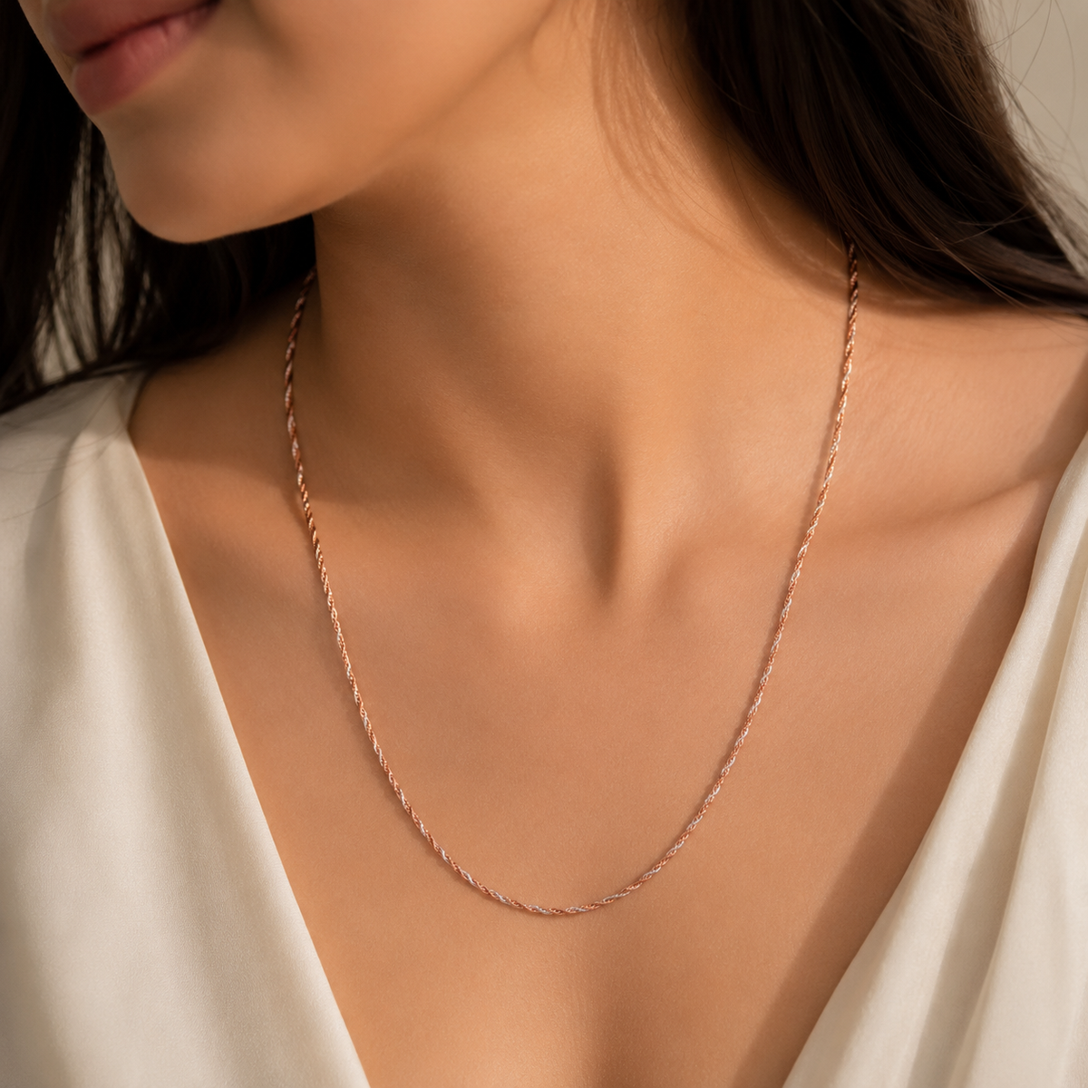 Twisted Rose and White Gold Chain by The 925 Club