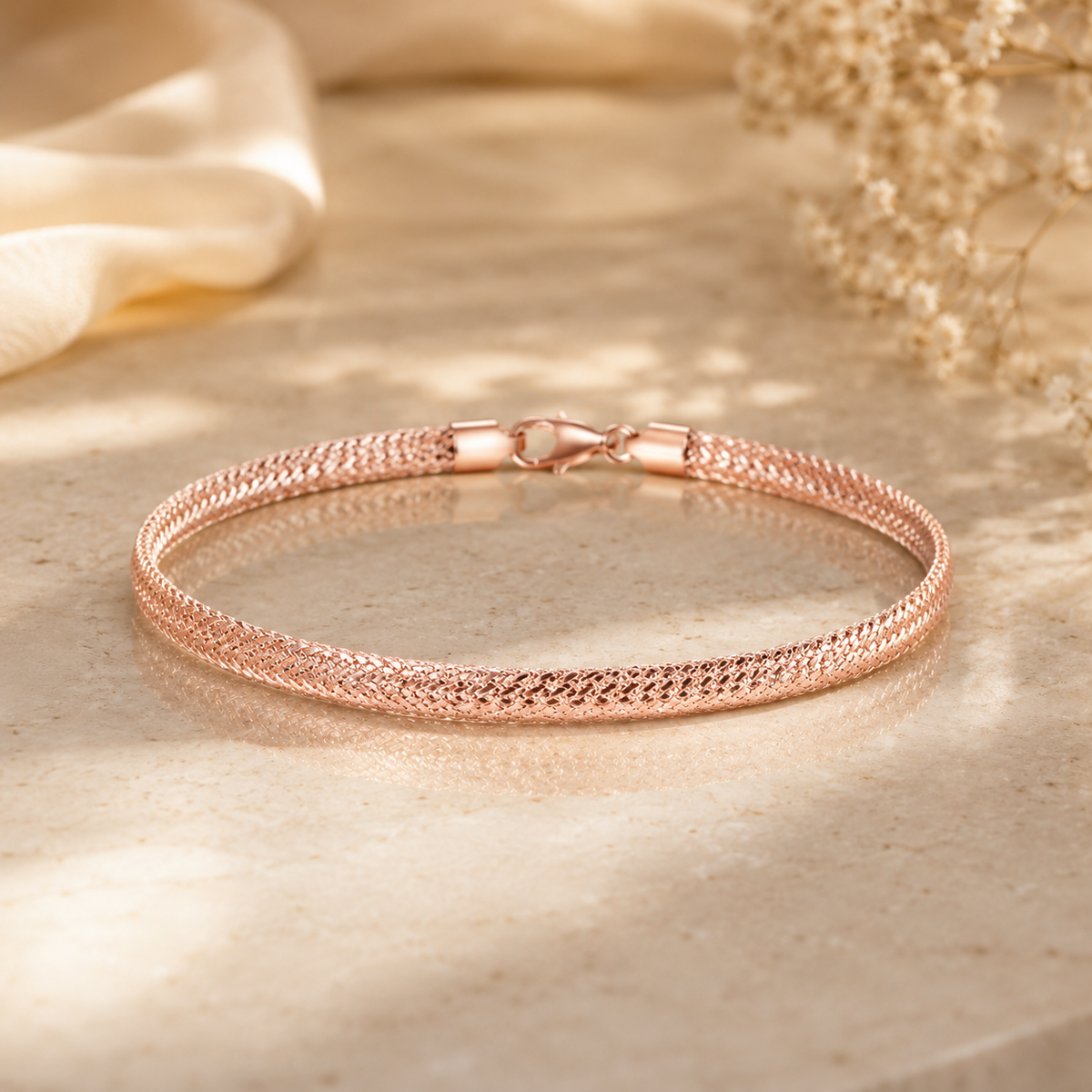 Twisted Weave Rose Gold Bracelet by The 925 Club