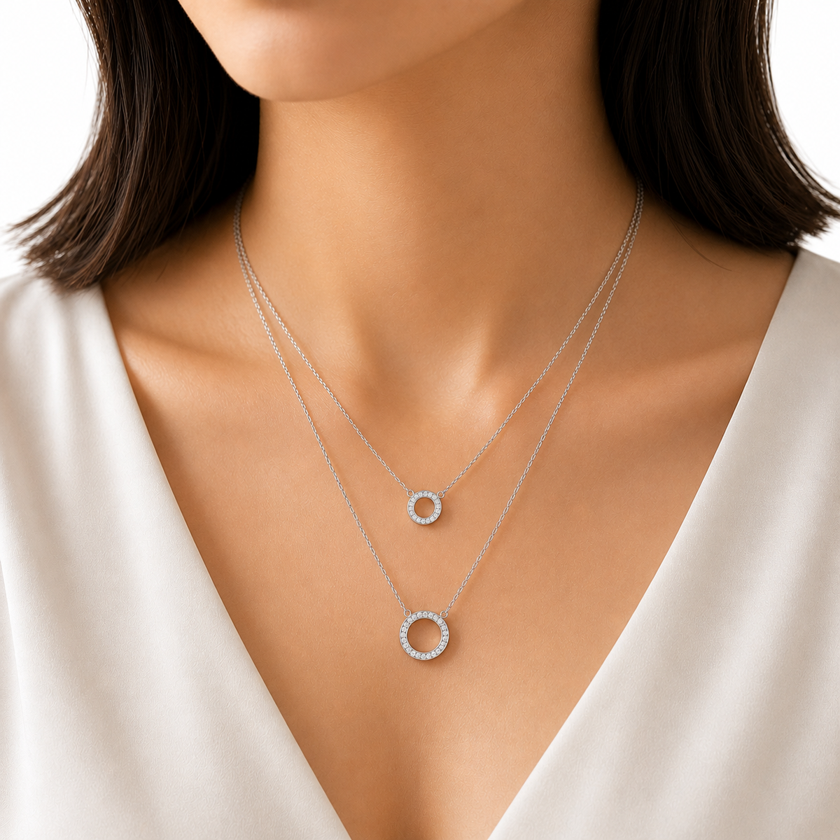 Double Halo Pendant Necklace by The 925 Club - image 4