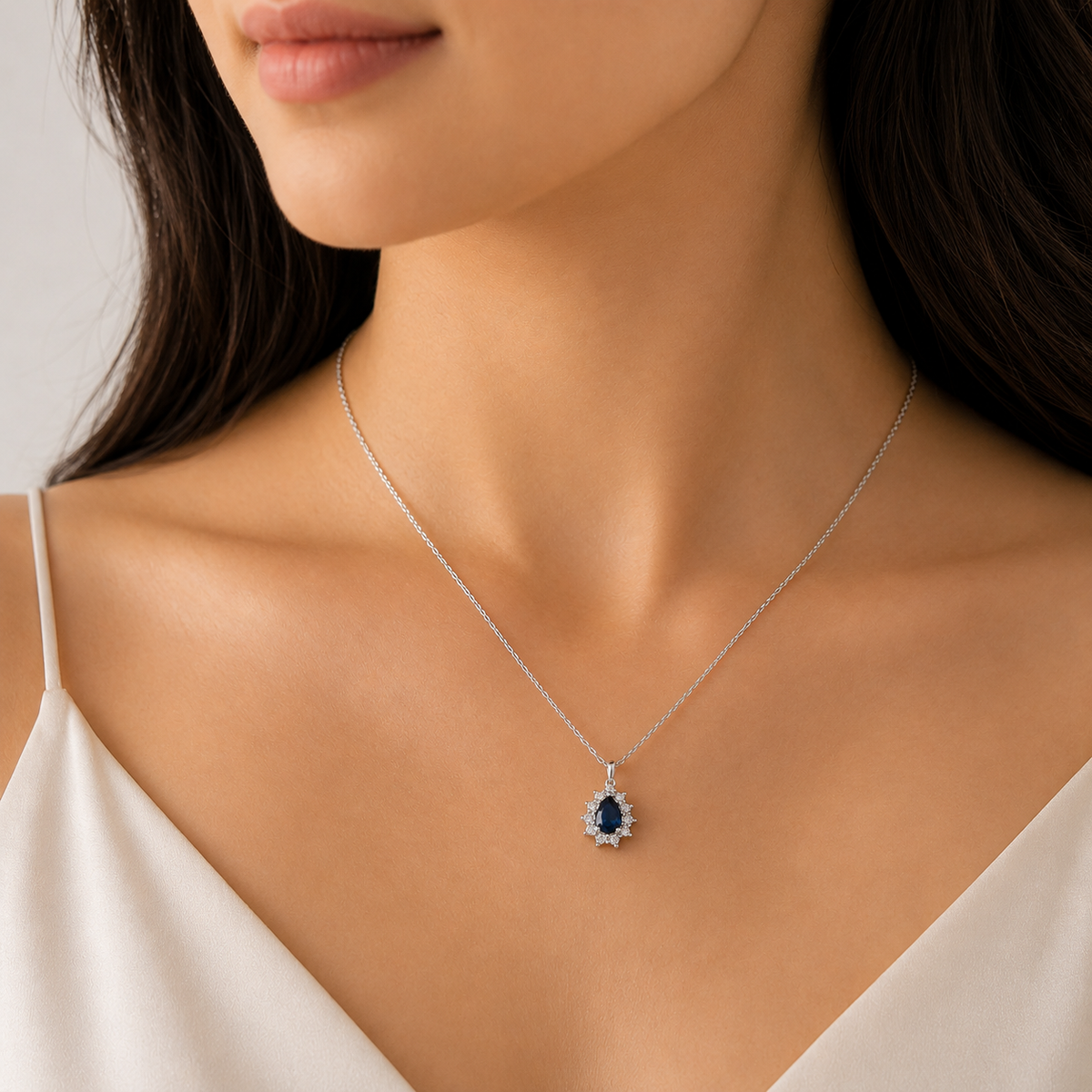 Sapphire Teardrop Halo by The 925 Club - image 4