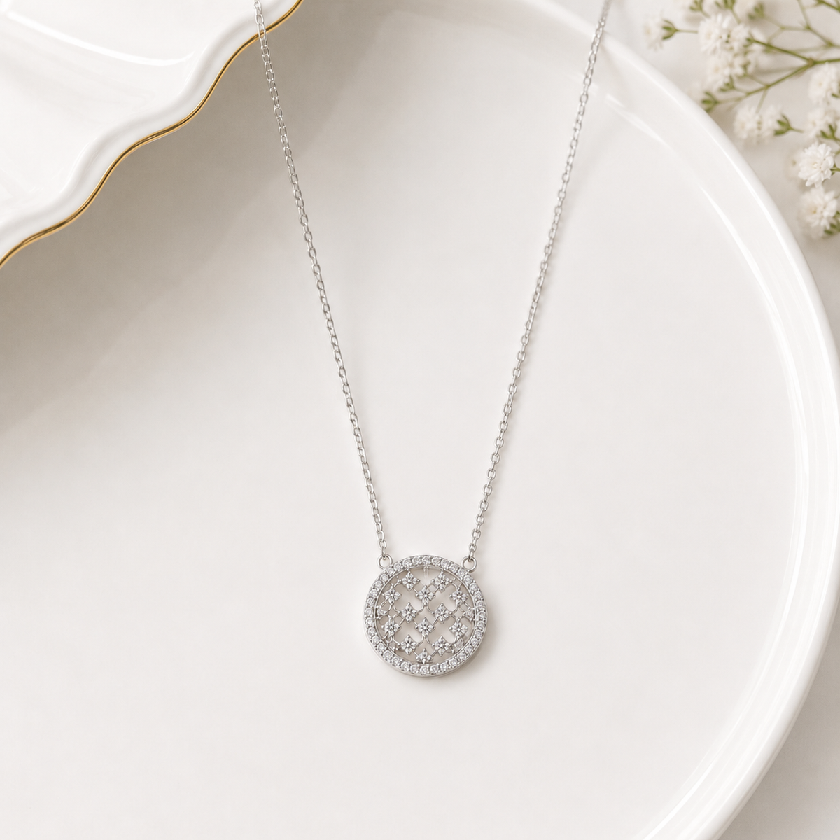 Lattice Disc Pendant by The 925 Club - image 3
