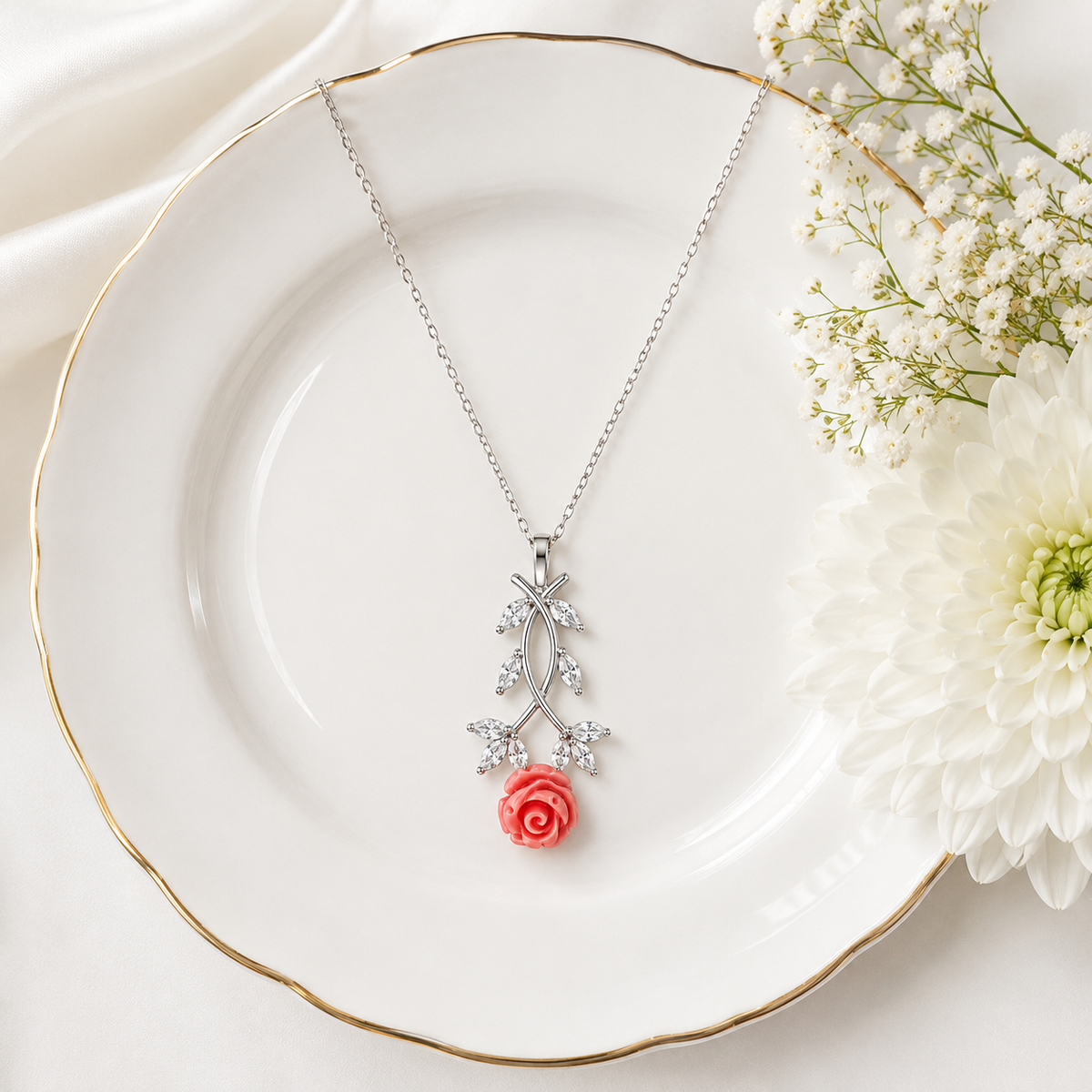Blush Rose Vine Pendant by The 925 Club - image 3
