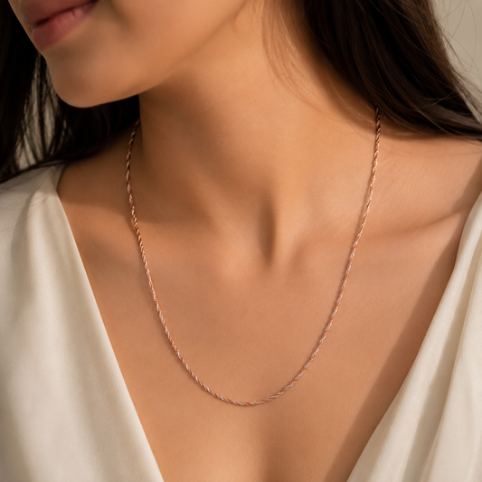 Twisted Rose and White Gold Chain by The 925 Club