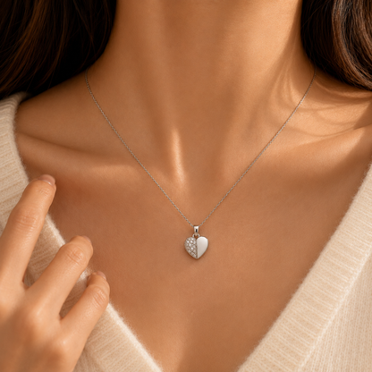 White Enamel Heart Pendant by The 925 Club