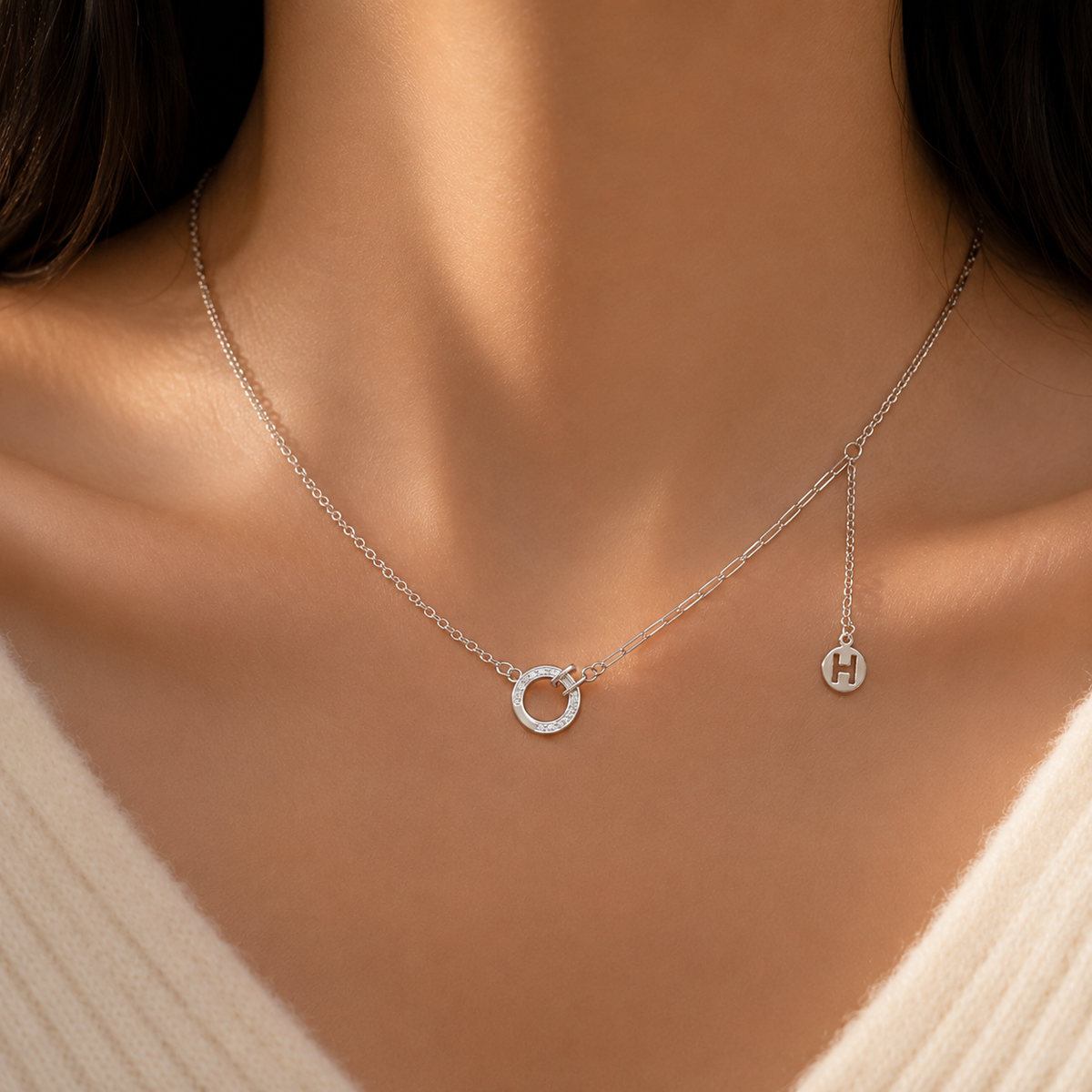 Halo Initial Pendant by The 925 Club