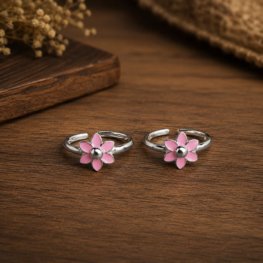 Pink Daisy Toe Ring by The 925 Club