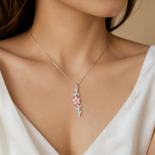 Pink Blossom Vine Pendant by The 925 Club