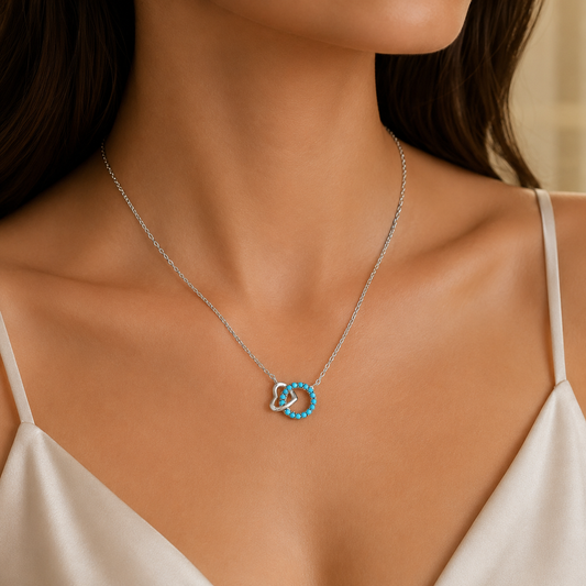 Turquoise Heart Halo Pendant by The 925 Club