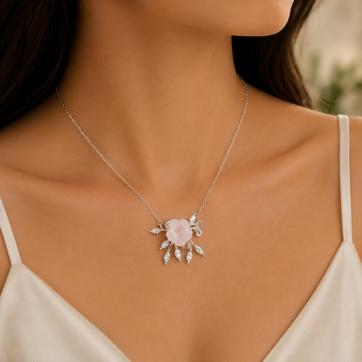 Rosy Blossom Silver Pendant by The 925 Club