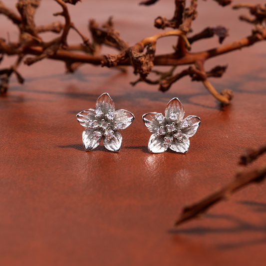 Silver Petal Studs by The 925 Club