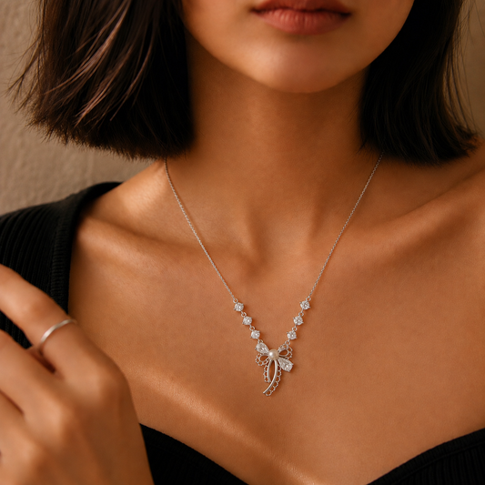 Pearl Bow Pendant by The 925 Club
