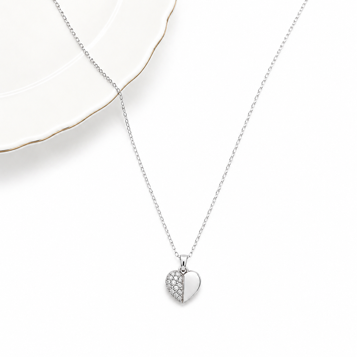 White Enamel Heart Pendant by The 925 Club - image 3