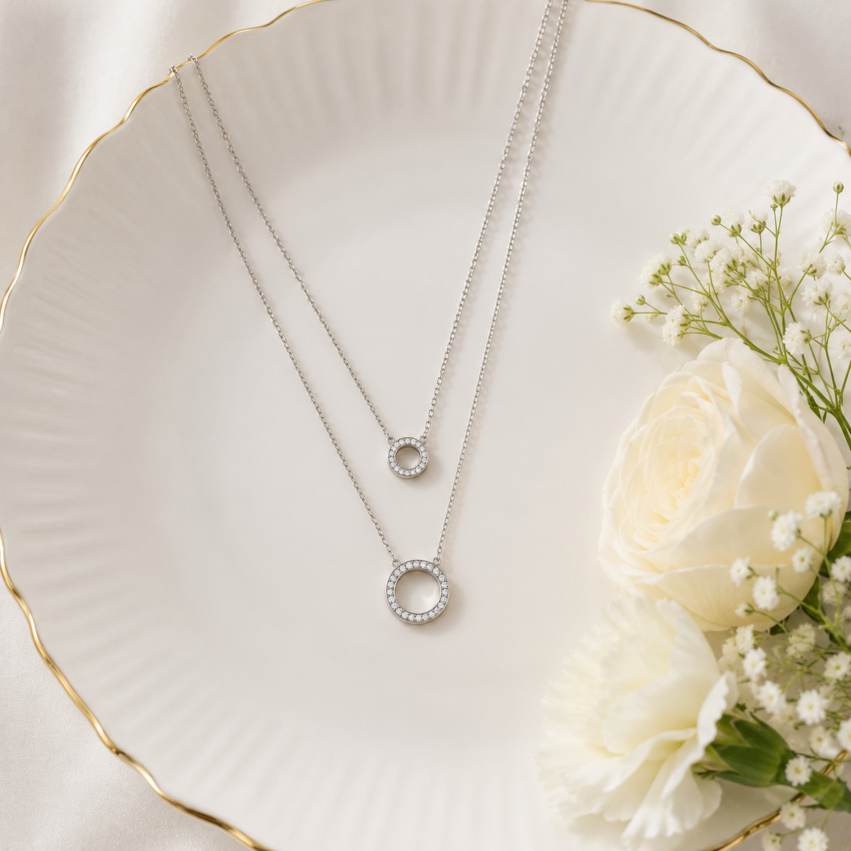 Double Halo Pendant Necklace by The 925 Club - image 3