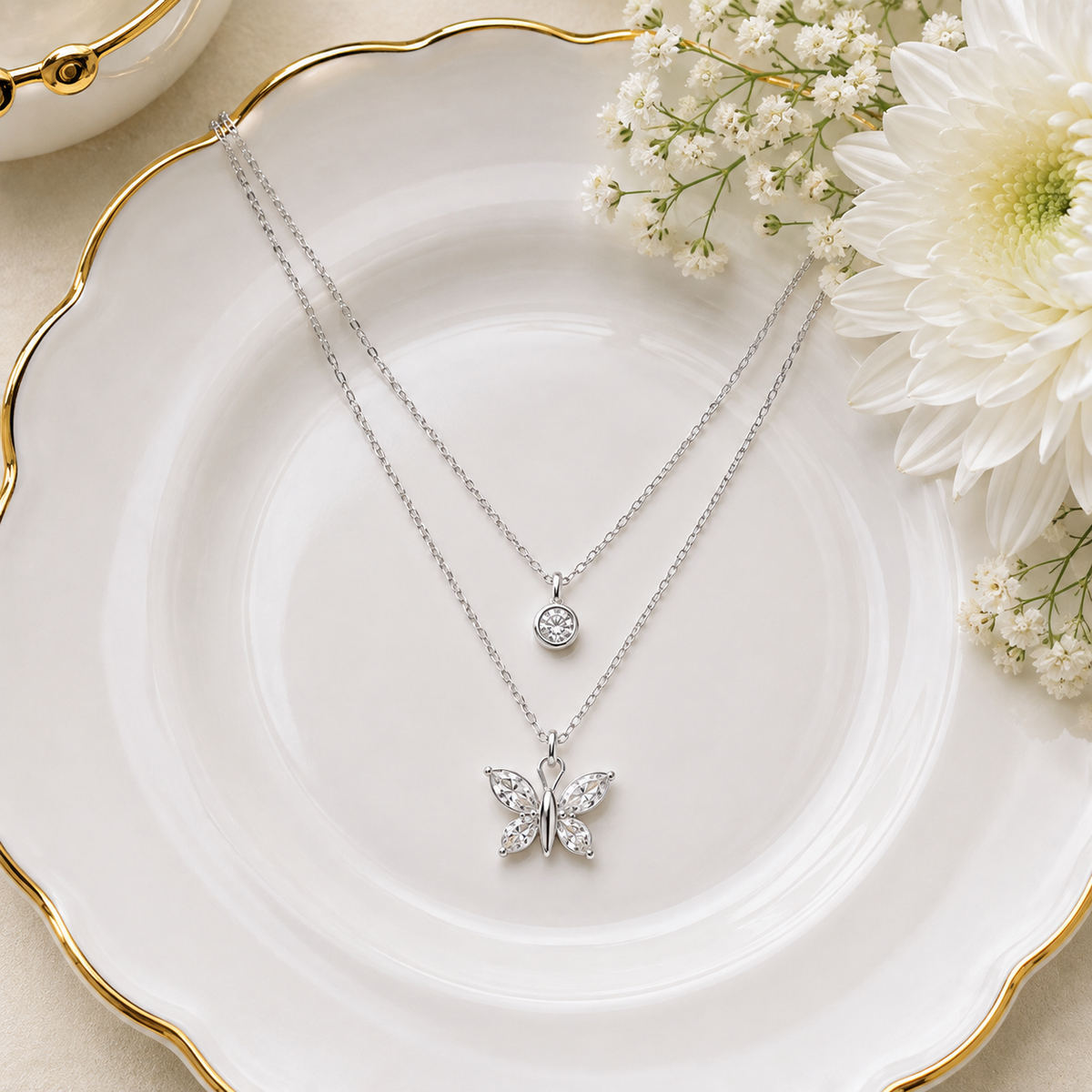 Butterfly Layered Pendant Necklace by The 925 Club - image 3