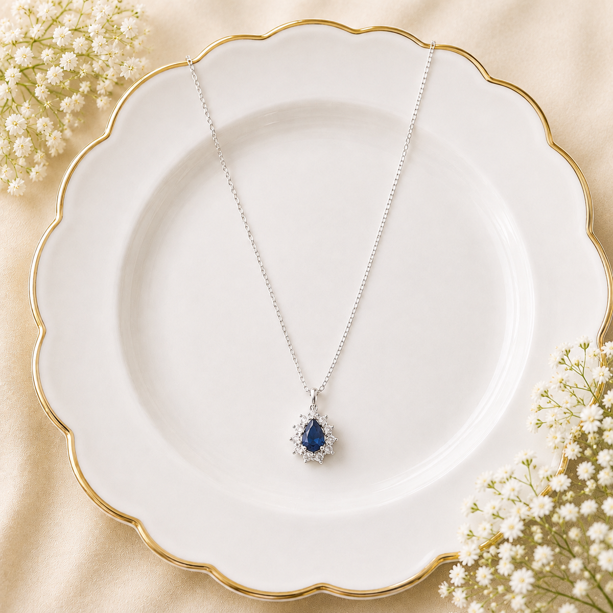 Sapphire Teardrop Halo by The 925 Club - image 3