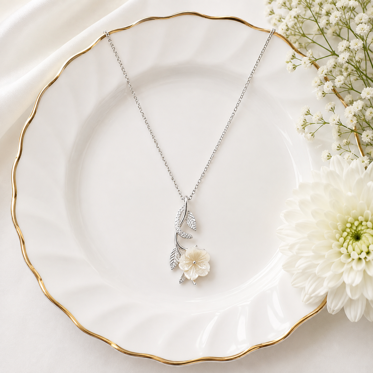 Ivory Blossom Silver Pendant by The 925 Club - image 3
