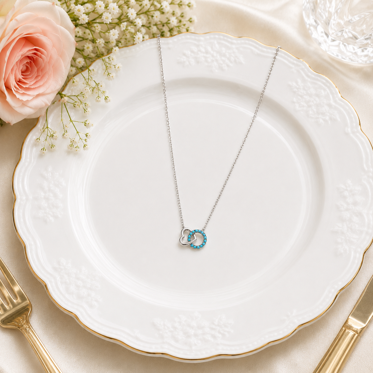 Turquoise Heart Halo Pendant by The 925 Club - image 3