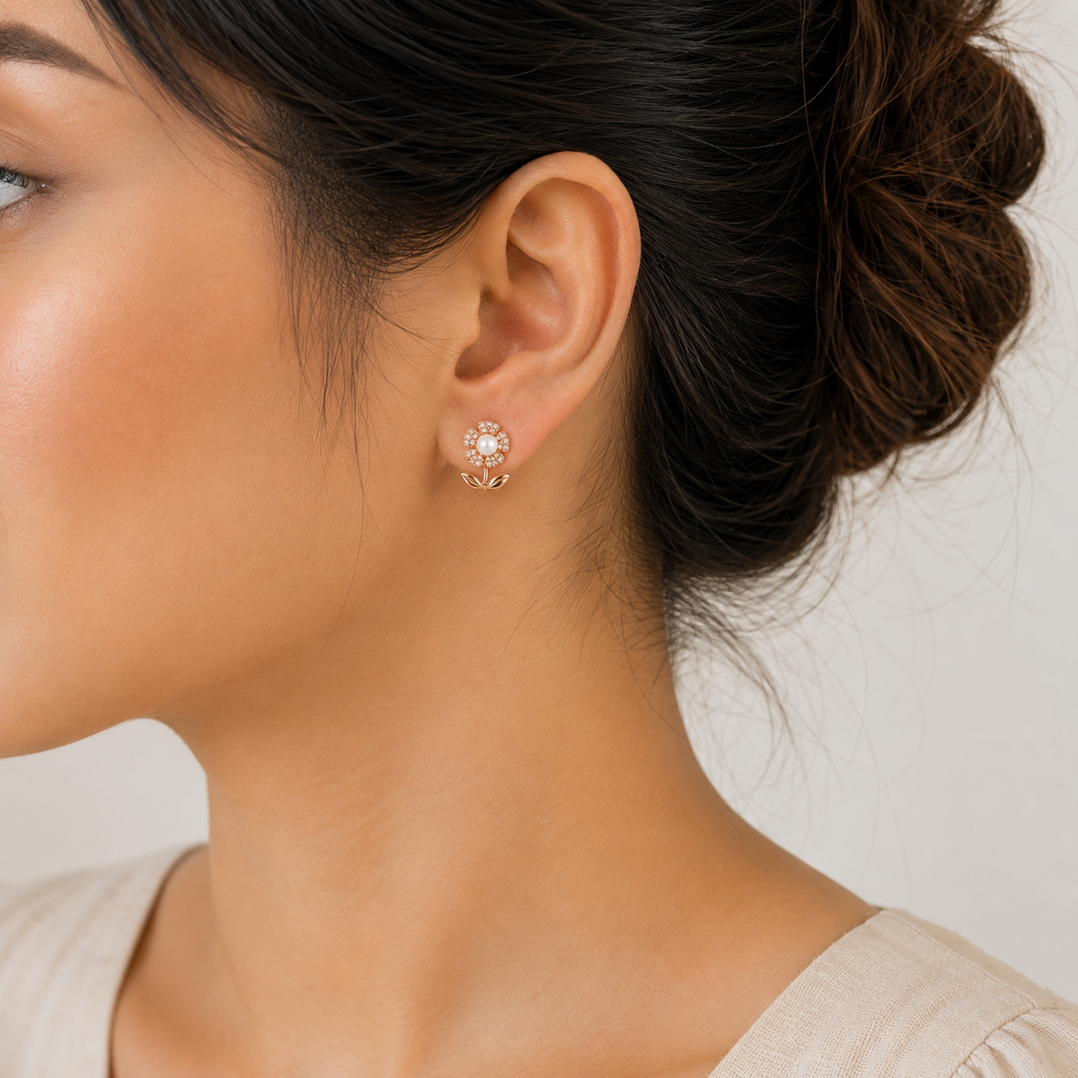 Floral Pearl Studs by The 925 Club - image 3