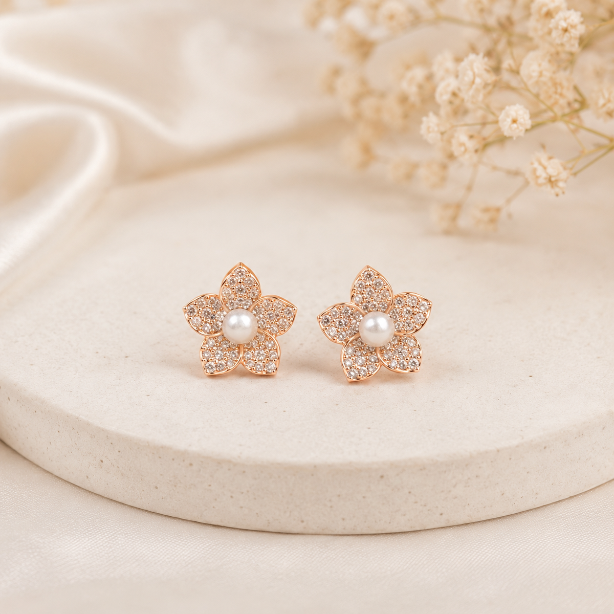 Pearl Flora Studs by The 925 Club