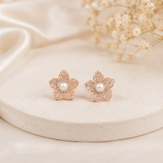 Pearl Flora Studs by The 925 Club