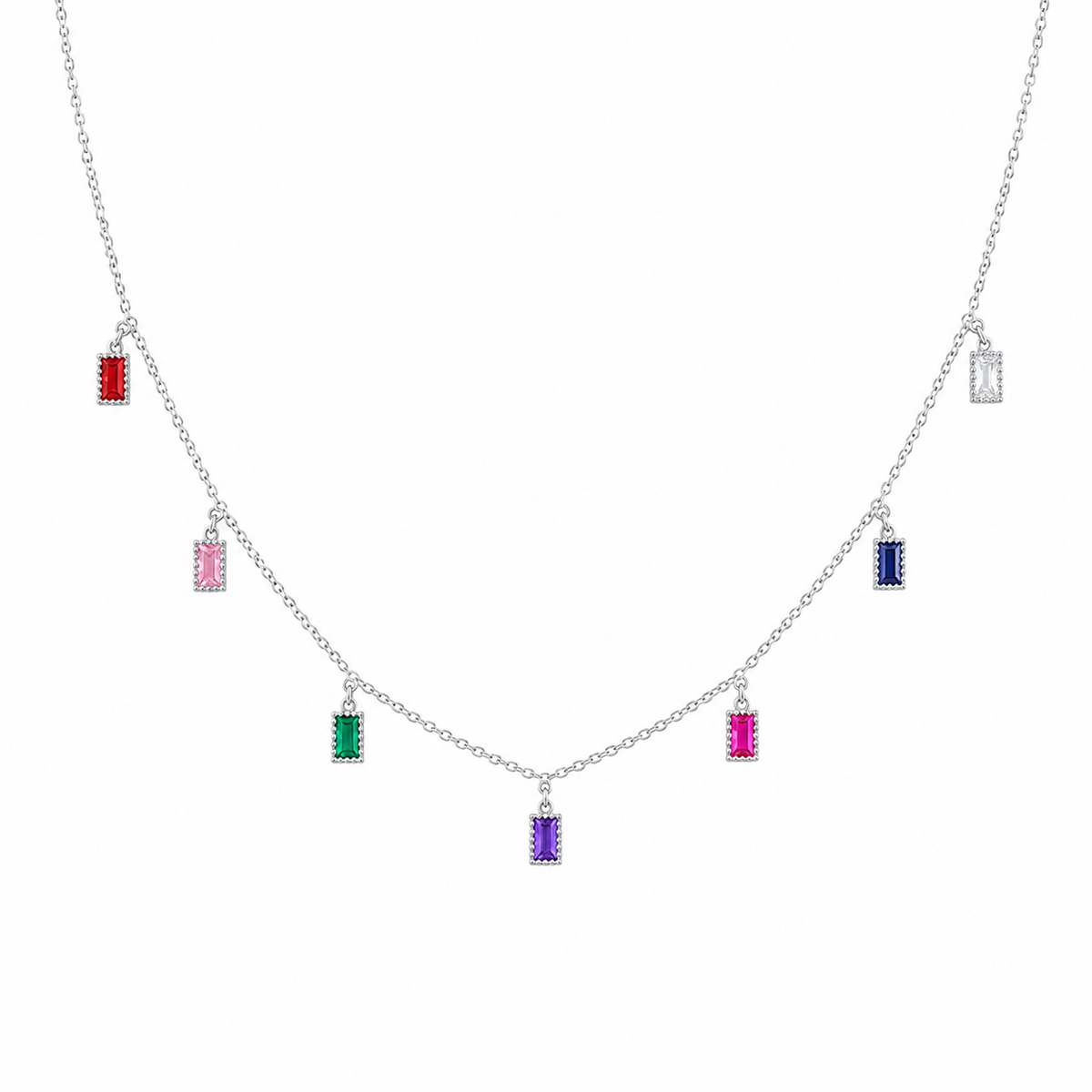 Rainbow Baguette Necklace by The 925 Club - image 2