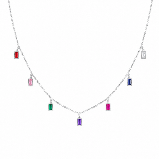 Rainbow Baguette Necklace by The 925 Club - image 2