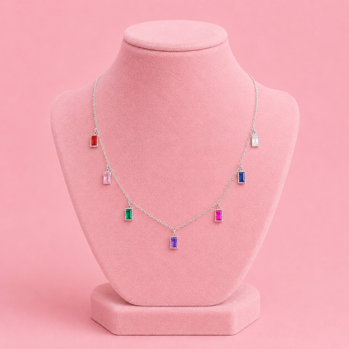 Rainbow Baguette Necklace by The 925 Club - image 3